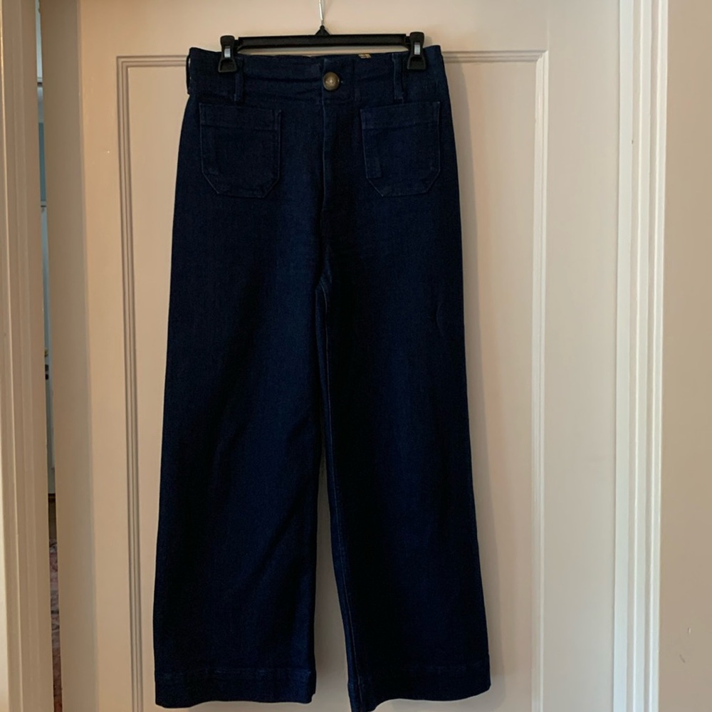 The Colette by Maeve cropped, high-rise, wide leg jean